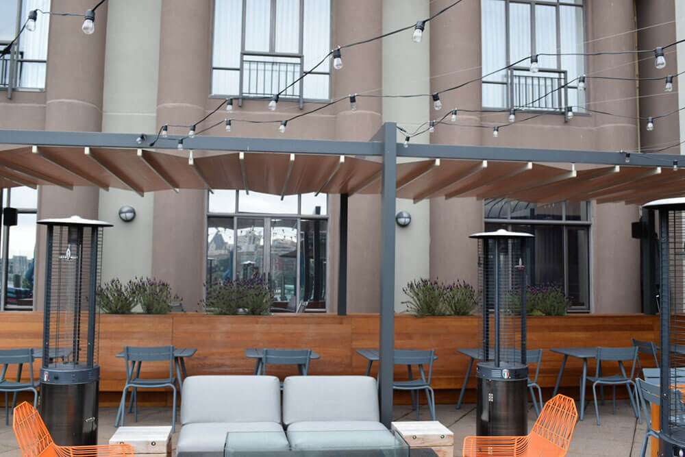 delta hotel forli model freestanding retractable deck patio pergola cover system