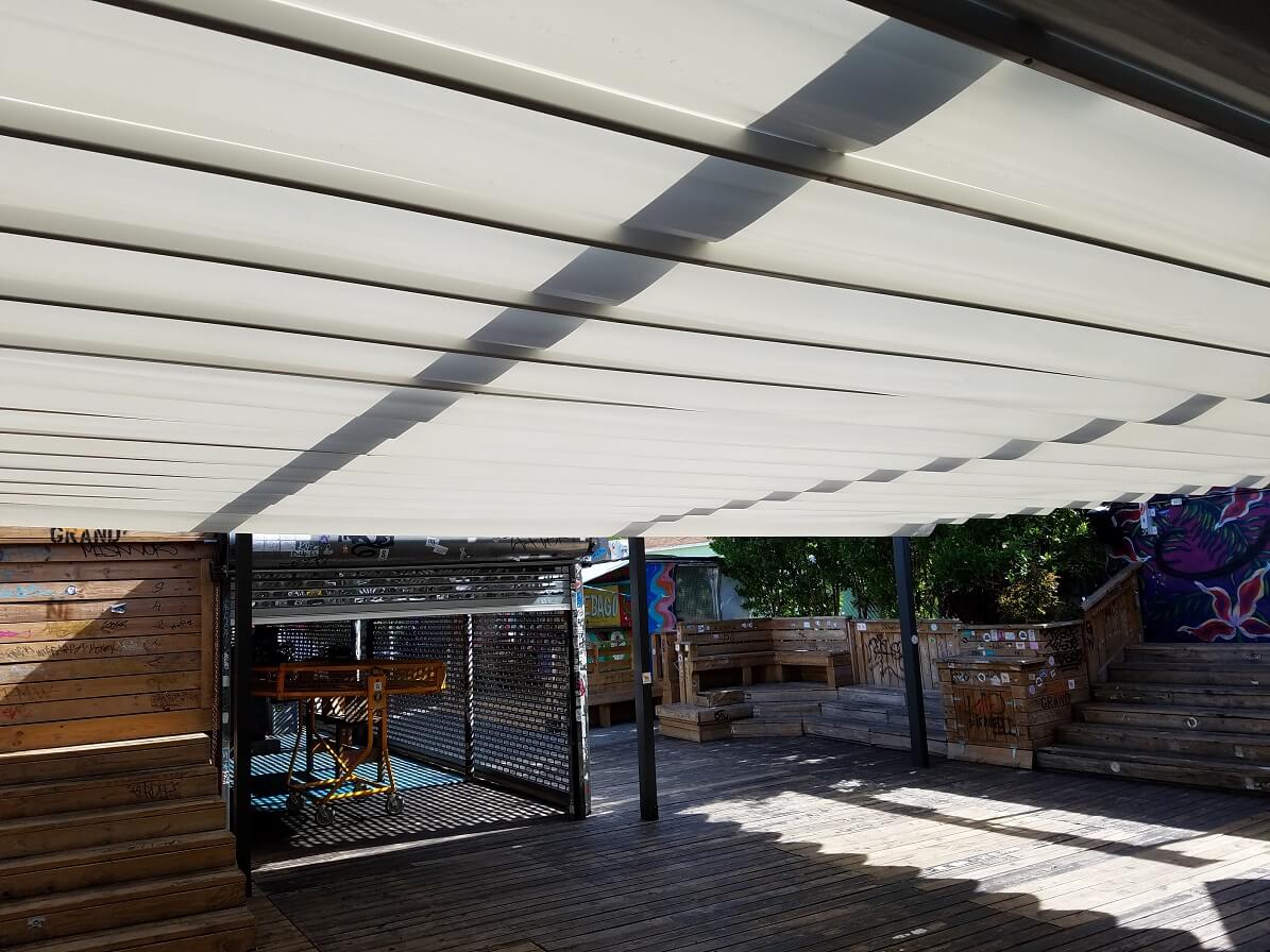 retractable attached waterproof restaurant patio pergola cover system