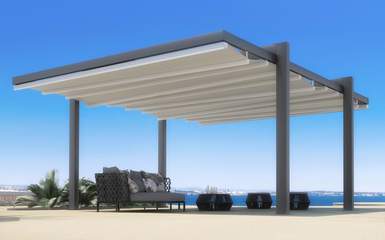 retractable waterproof commercial residential free standing patio deck pergola cover awning