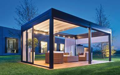 retractable pergola free standing with lights