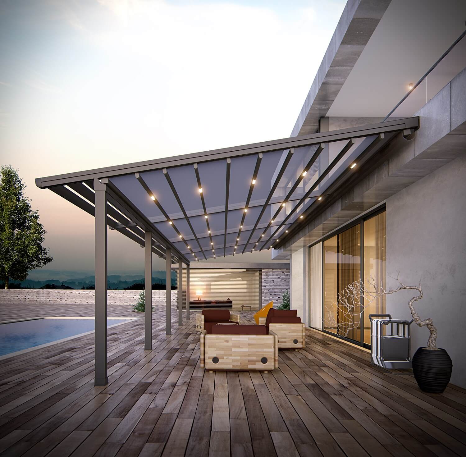 residential retractable motorized pergola roof cover