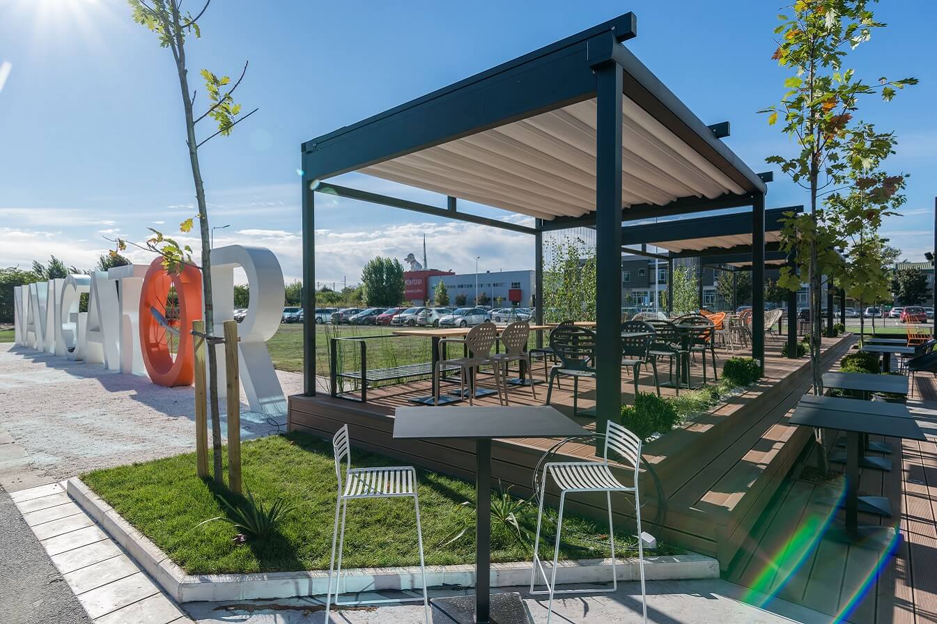 retractable commercial flat freestanding patio deck pergola