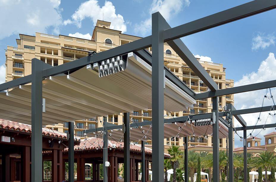 Retractable free standing patio deck pergola canopy system