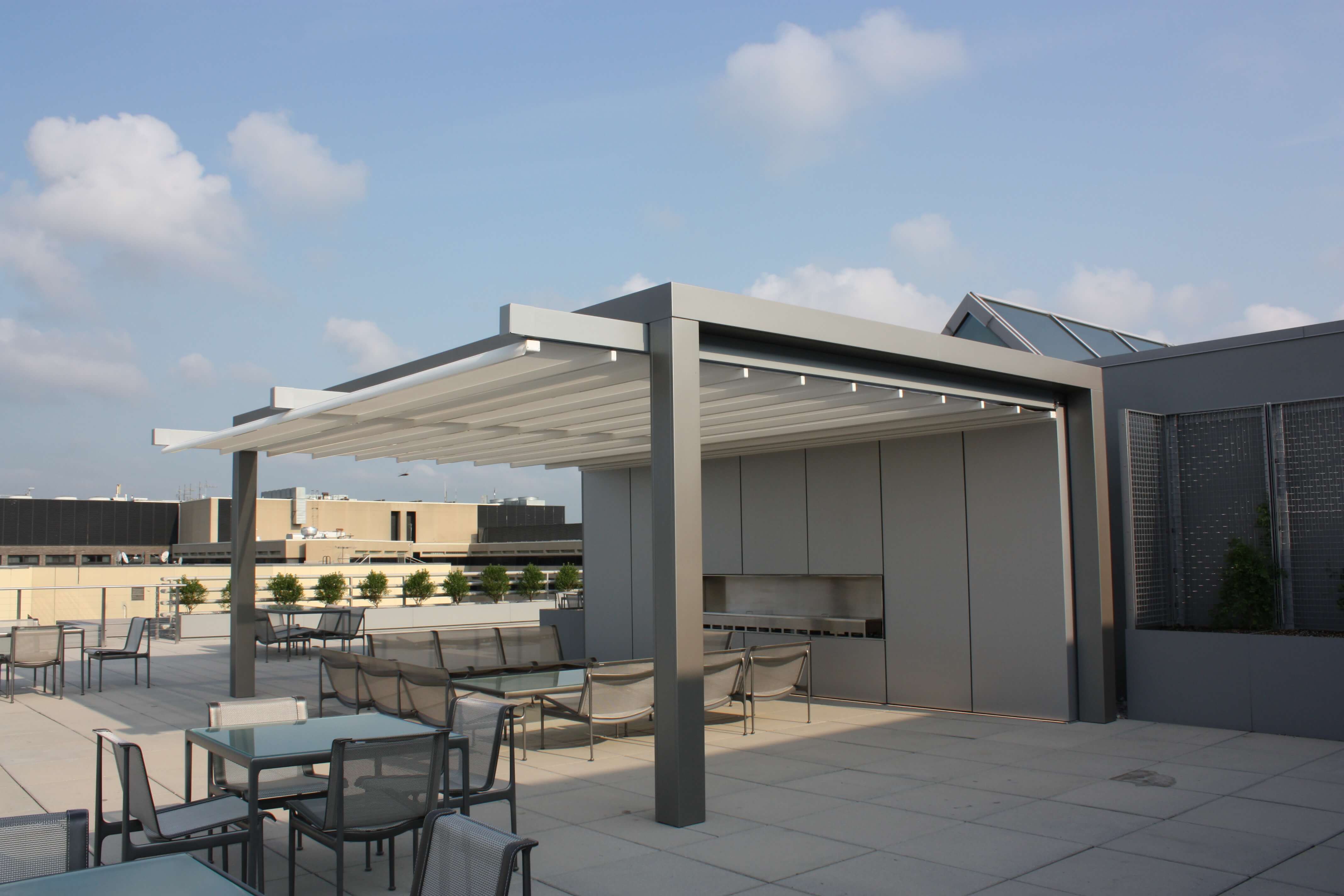 Rimini commercial grade patio deck cover pergola system by retractable awnings